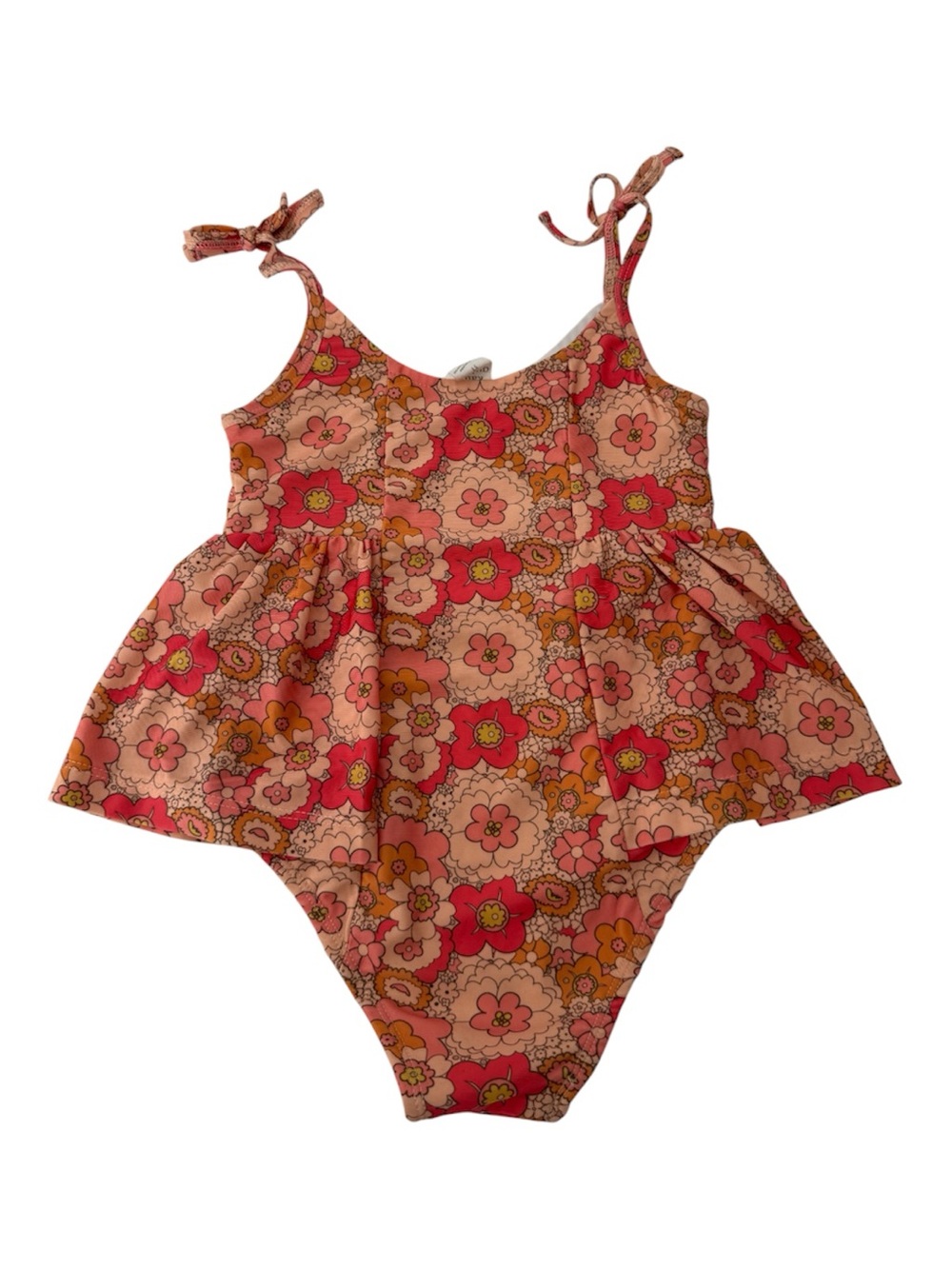 Kate Quinn Floral Mod Burts Pink & Orange Baby One Piece Swimsuit